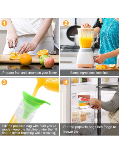 150 Bolsas de Paletas Ozera con Embudo Silicona 5x22 cm