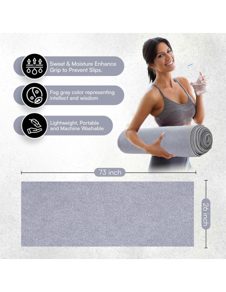 Toalla de Yoga Antideslizante Evolution Earth 185x66cm Gris
