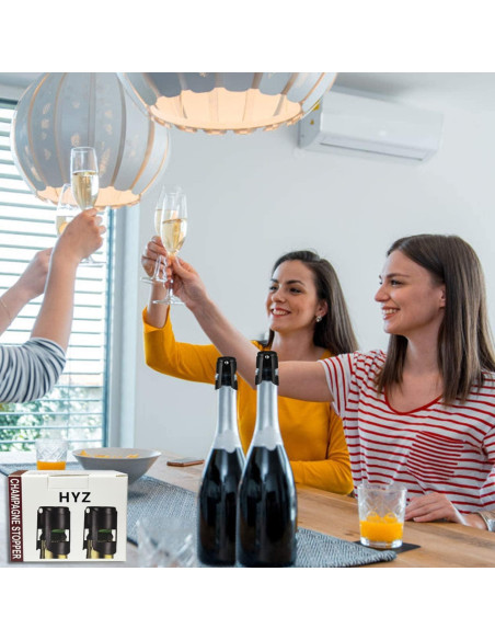 Tapones para Champagne HYZ 2Pack - Acero Inoxidable Negro