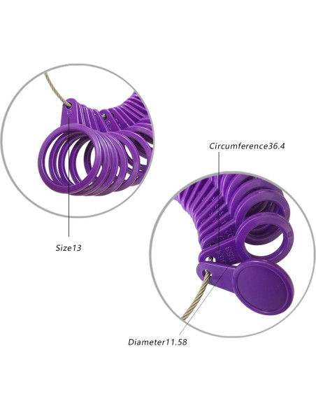 Medidor de Talla de Anillo DHSDING 27 PCs Plástico Negro