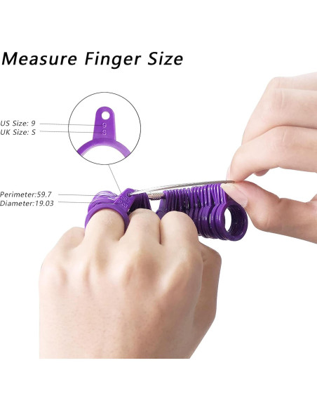 Medidor de Talla de Anillo DHSDING 27 PCs Plástico Negro