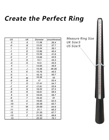 Medidor de Talla de Anillo DHSDING 27 PCs Plástico Negro