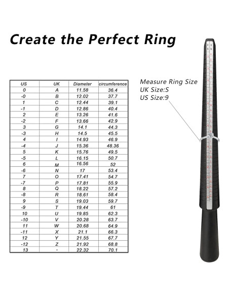 Medidor de Talla de Anillo DHSDING 27 PCs Plástico Negro