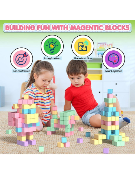 Bloques Magnéticos Apluses 45PCS para Niños 3 a 5 Años Bloques Magnéticos Apluses 45PCS para Niños 3 a 5 Años