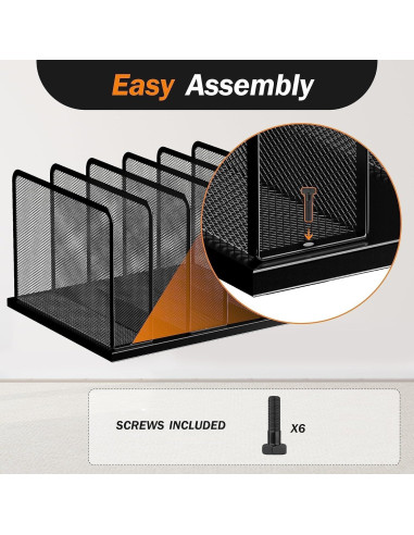 Organizador de Archivos Kuntine.B 5 Secciones Vertical Negro