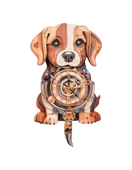 Rompecabezas 3D Reloj Beagle de Madera - Kit DIY para Adultos