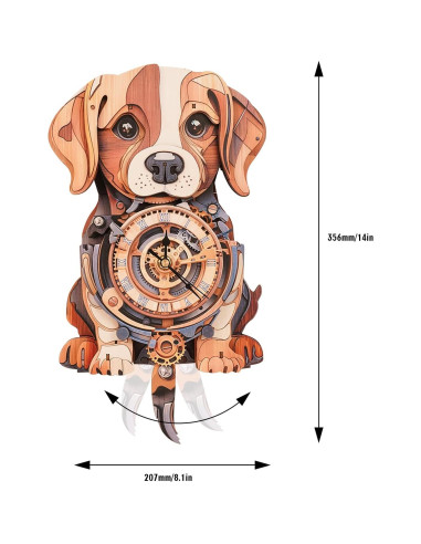 Rompecabezas 3D Reloj Beagle de Madera - Kit DIY para Adultos