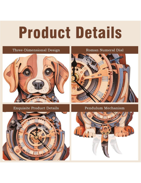 Rompecabezas 3D Reloj Beagle de Madera - Kit DIY para Adultos
