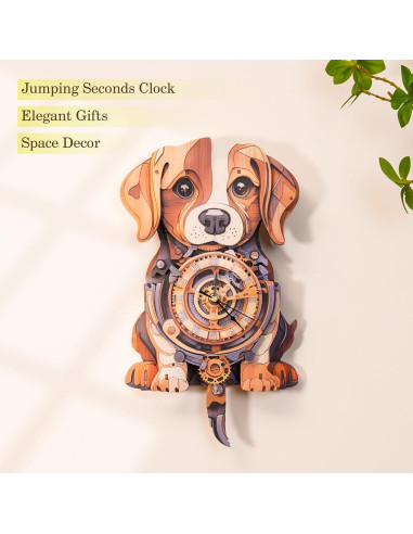 Rompecabezas 3D Reloj Beagle de Madera - Kit DIY para Adultos