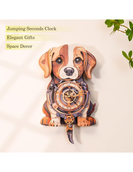 Rompecabezas 3D Reloj Beagle de Madera - Kit DIY para Adultos