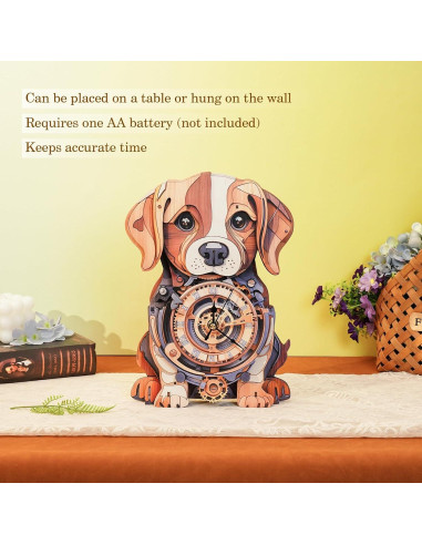 Rompecabezas 3D Reloj Beagle de Madera - Kit DIY para Adultos