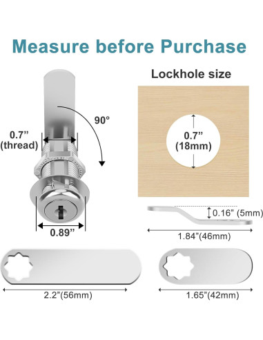 Cerraduras de Gabinete con Llave Diferente Pertinel 1.5" 2 Piezas