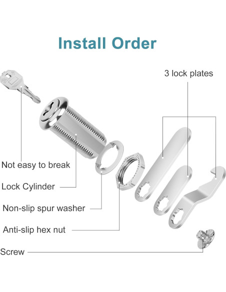 Cerraduras de Gabinete con Llave Diferente Pertinel 1.5" 2 Piezas