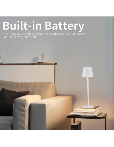 Lámpara de Mesa LED Inalámbrica BGFHome 2Pack 5000mAh Táctil