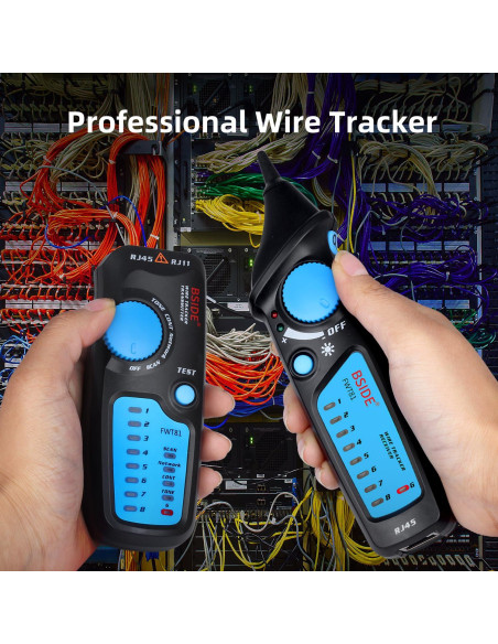 Probador de Cable de Red BSIDE FWT81 con Linterna y Doble Perilla