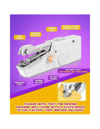 Mini Máquina de Coser Portátil Golahead 22.5x11.7cm Blanca