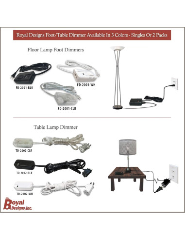 Regulador de Luz Enchufable Royal Designs 300W Juego de 2