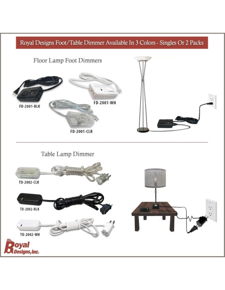 Regulador de Luz Enchufable Royal Designs 300W Juego de 2