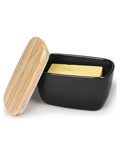 Plato de Mantequilla Cerámica HAOTOP Negro para 4 Barras