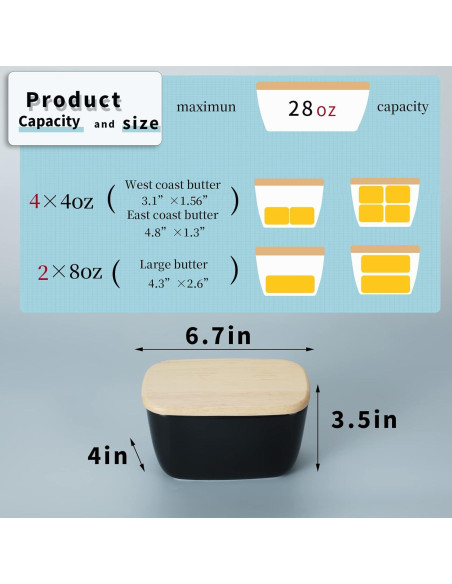 Plato de Mantequilla Cerámica HAOTOP Negro para 4 Barras