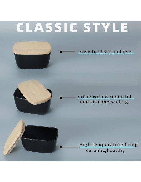 Plato de Mantequilla Cerámica HAOTOP Negro para 4 Barras