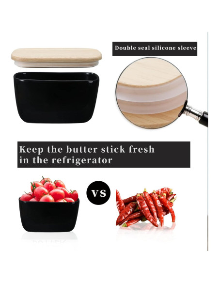 Plato de Mantequilla Cerámica HAOTOP Negro para 4 Barras