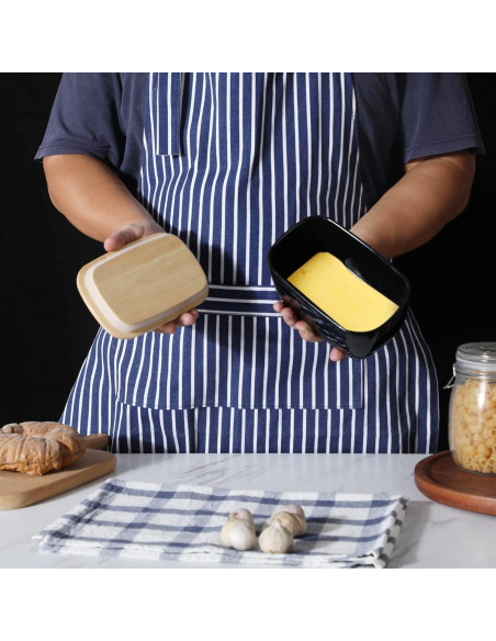 Plato de Mantequilla Cerámica HAOTOP Negro para 4 Barras