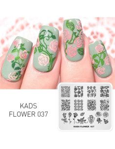 Plantilla de Estampado de Uñas KADS FL037 Flores 7.99x6.99cm 2