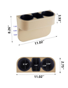Organizador de Asiento para Auto IOKONE Beige con Soporte para Tazas 2