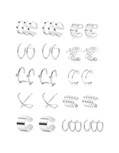 Aretes Clip Tornito 10 Pares Acero Inoxidable Ajustables