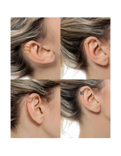 Aretes Clip Tornito 10 Pares Acero Inoxidable Ajustables 2