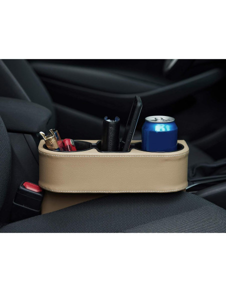 Organizador de Asiento para Auto IOKONE Beige con Soporte para Tazas
