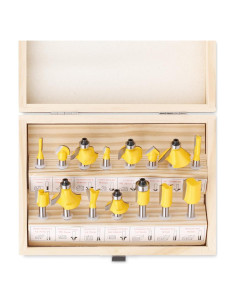 Juego de 15 Brocas de Router JGZUI Carburo 1/4" para Carpintería