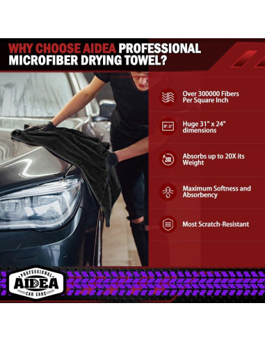 Toallas de Microfibra AIDEA 2PK 79x61cm para Autos Negros