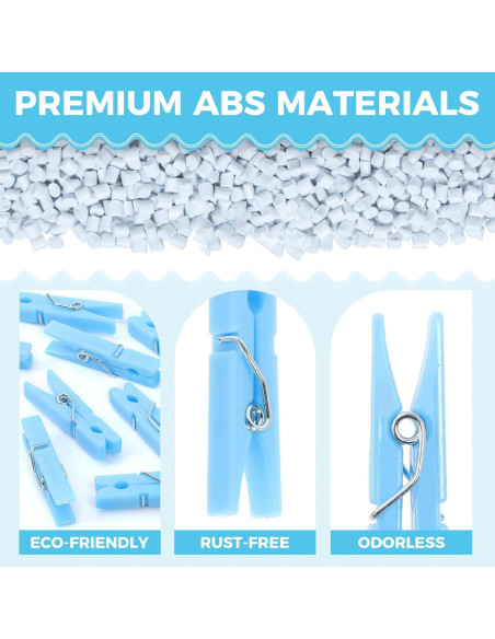 100 Pinzas de Plástico Azul Peoin para Baby Shower 3.56 cm 100 Pinzas de Plástico Azul Peoin para Baby Shower 3.56 cm