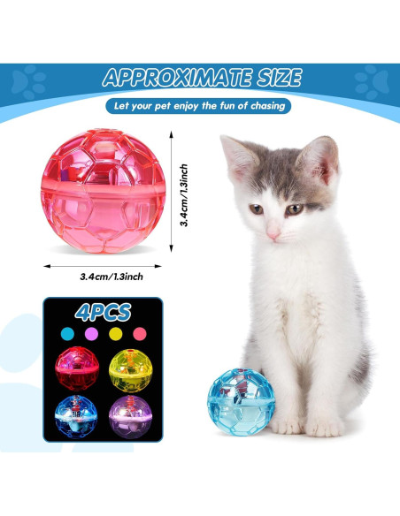 Pelotas Interactivas para Gatos Frienda - 4 Piezas con Luz LED