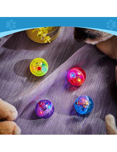 Pelotas Interactivas para Gatos Frienda - 4 Piezas con Luz LED