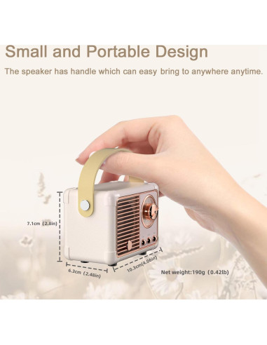 Altavoz Portátil Retro Caulikine HM11 Beige Bluetooth 5.0