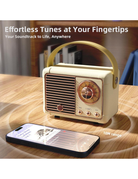 Altavoz Portátil Retro Caulikine HM11 Beige Bluetooth 5.0