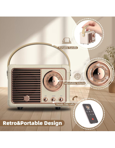 Altavoz Portátil Retro Caulikine HM11 Beige Bluetooth 5.0