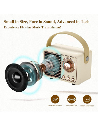 Altavoz Portátil Retro Caulikine HM11 Beige Bluetooth 5.0