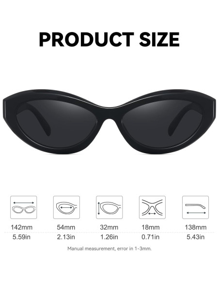 Gafas de sol ovaladas estilo ojo de gato Y2K para mujer