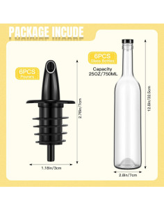 Baderke 6 Botellas de Vidrio 0.74L con Vertedor y Tapas 2