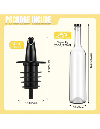 Baderke 6 Botellas de Vidrio 0.74L con Vertedor y Tapas