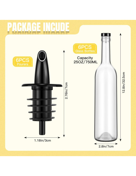 Baderke 6 Botellas de Vidrio 0.74L con Vertedor y Tapas