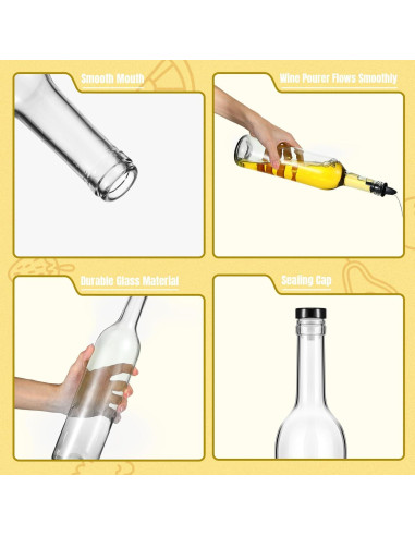 Baderke 6 Botellas de Vidrio 0.74L con Vertedor y Tapas