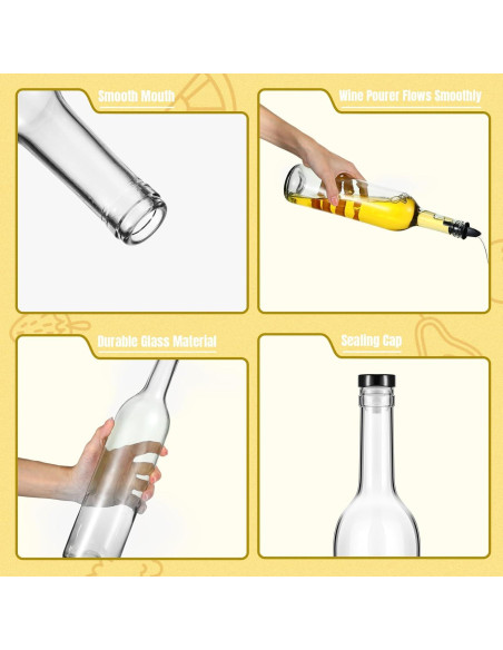 Baderke 6 Botellas de Vidrio 0.74L con Vertedor y Tapas