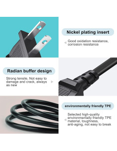 Paquete de 2 Cables de Alimentación 2 Patas para TCL Roku 1m 2