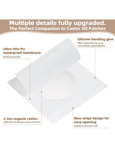 20 Parches de Aceite de Ricino Impermeables SUERAN - Silicona Médica