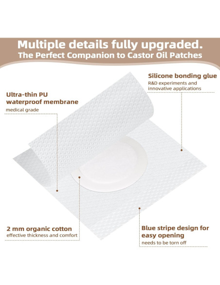 20 Parches de Aceite de Ricino Impermeables SUERAN - Silicona Médica